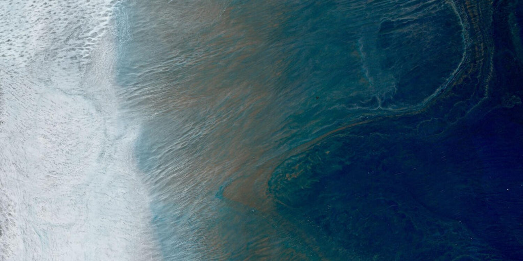Teal Ombre Marble Wallpaper : Ocean Surface Mural - View 2