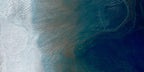 Teal Ombre Marble Wallpaper : Ocean Surface Mural - View 2