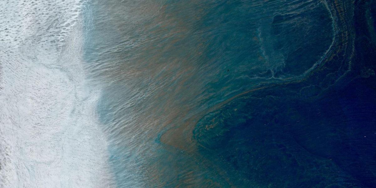 Teal Ombre Marble Wallpaper : Ocean Surface Mural - View 2