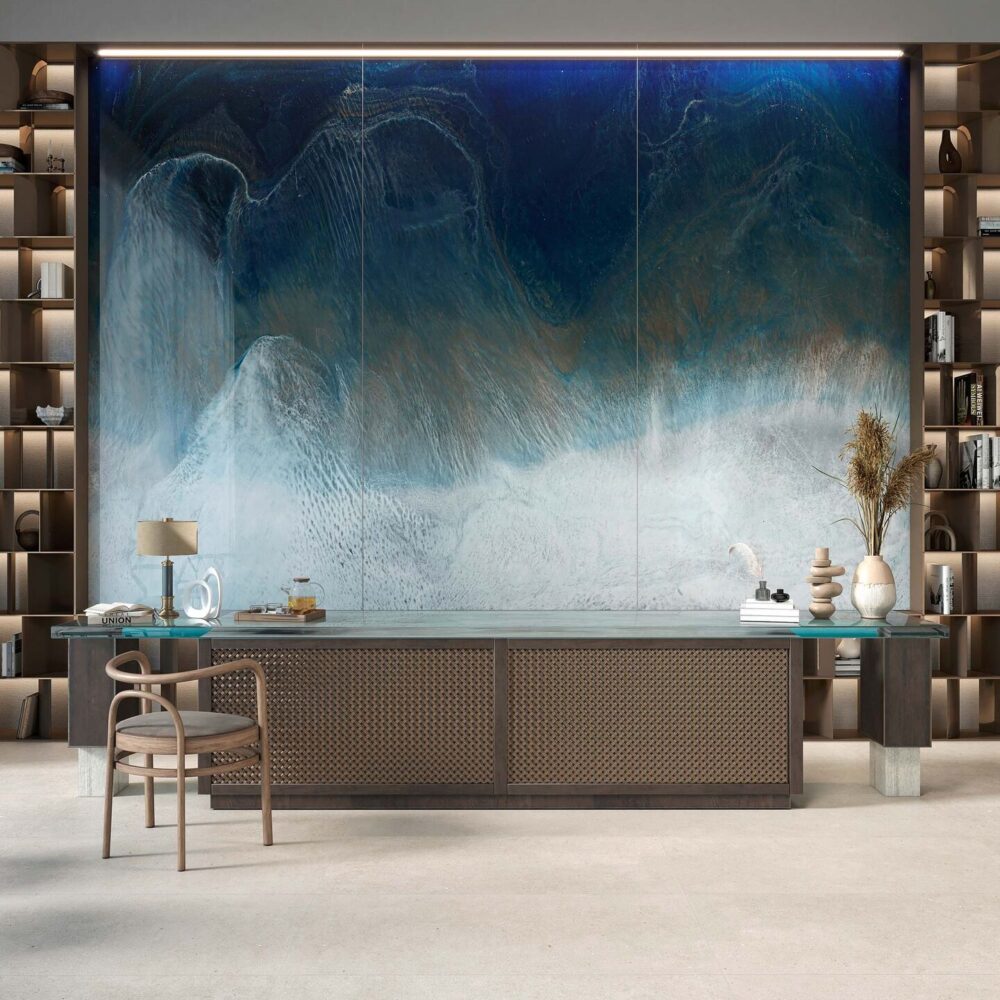 Teal Ombre Marble Wallpaper : Ocean Surface Mural