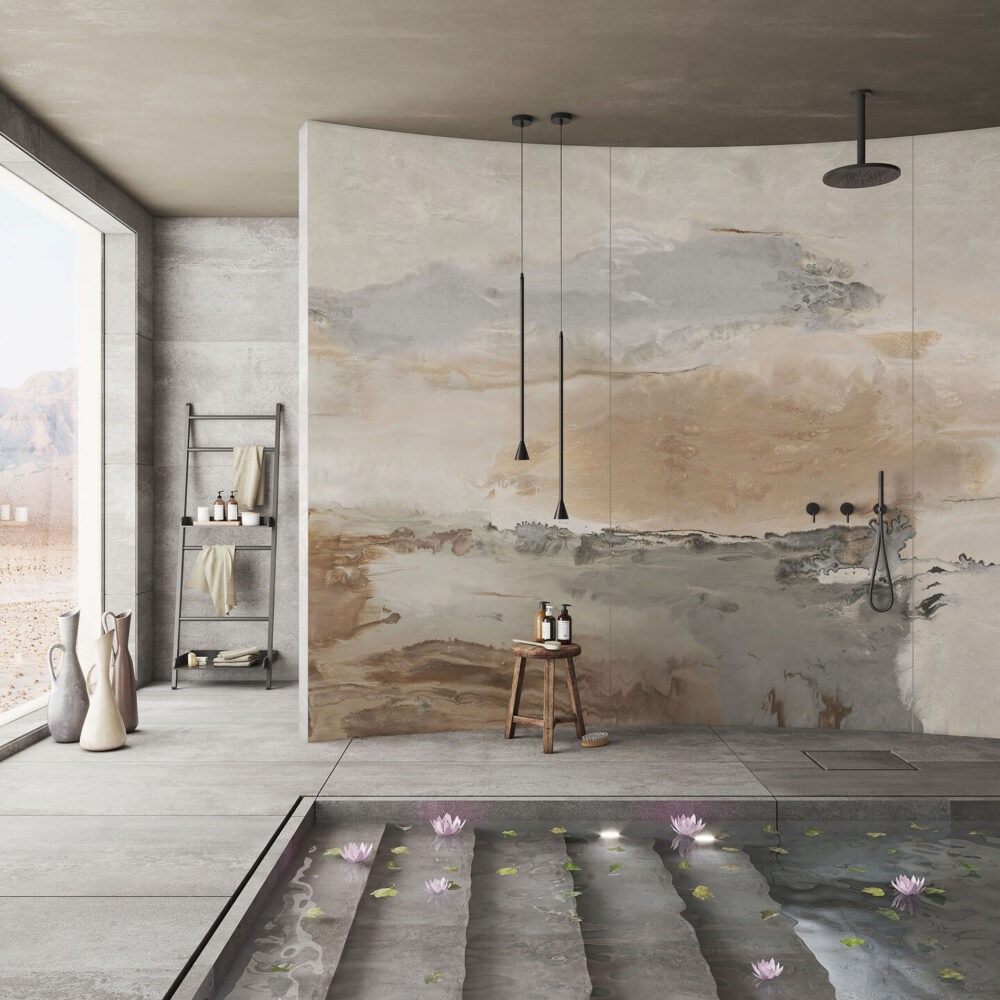 Brown Brush Stroke Wallpaper : Warm Modern Texture Mural