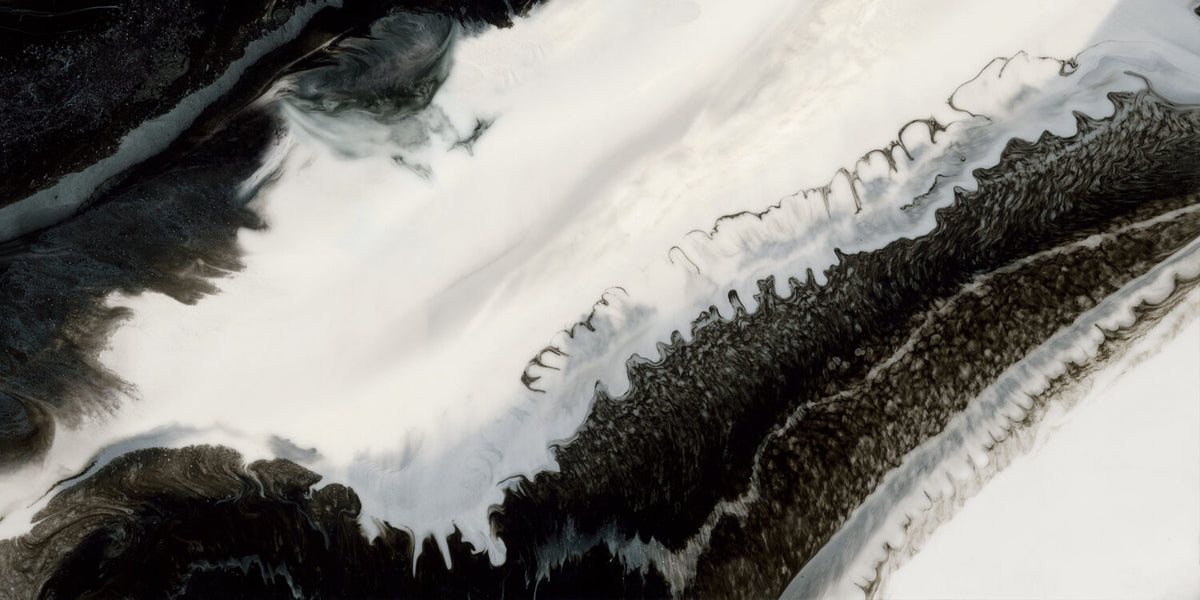 Black and White Marble Wallpaper : Bold Fluid Stone Mural - View 2