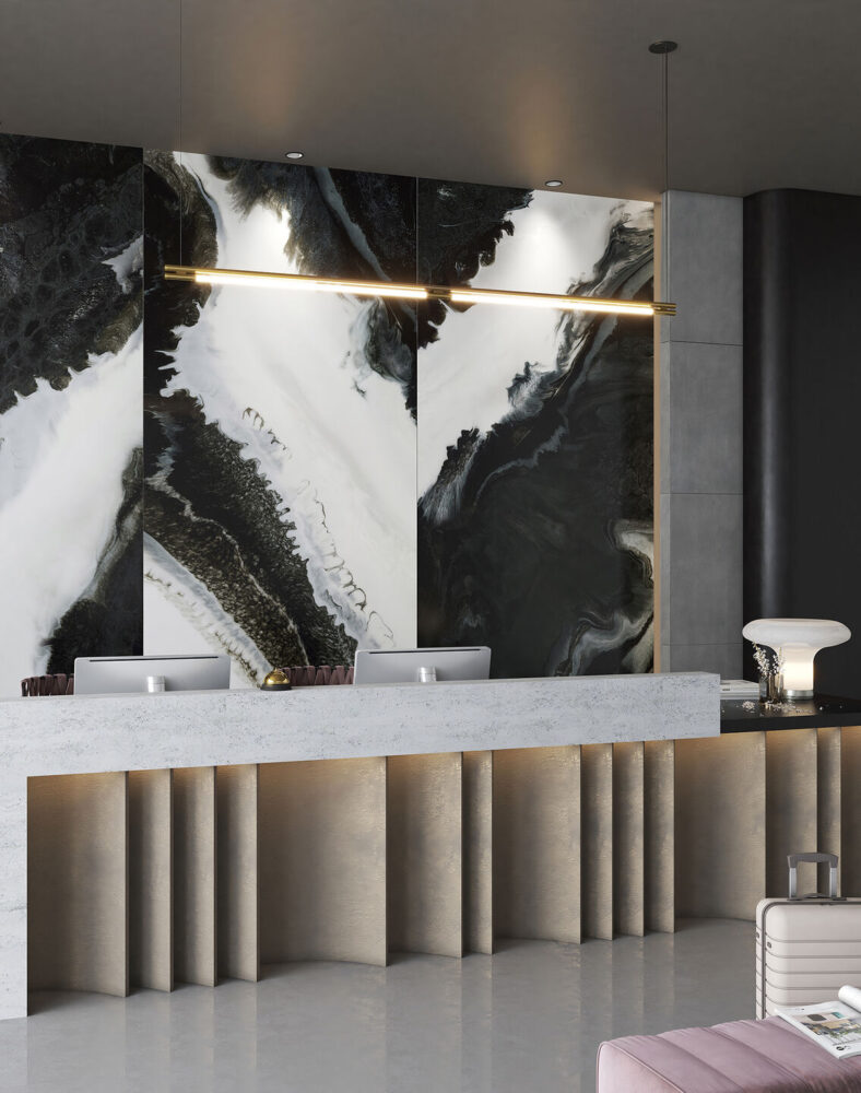 Black and White Marble Wallpaper : Bold Fluid Stone Mural