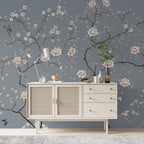 Grey Blossom Branch Wallpaper : Chinoiserie White Peony Mural