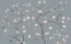 Grey Blossom Branch Wallpaper : Chinoiserie White Peony Mural - flat design