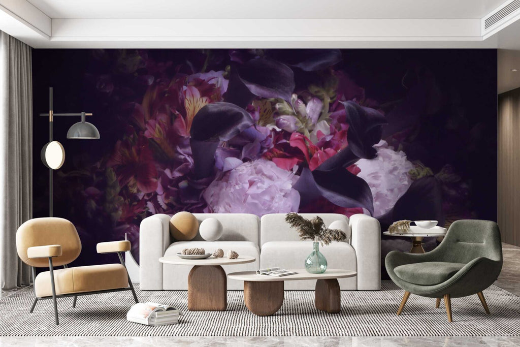 Lilac Peony Wallpaper : Oversized Purple Bloom Mural - View 3
