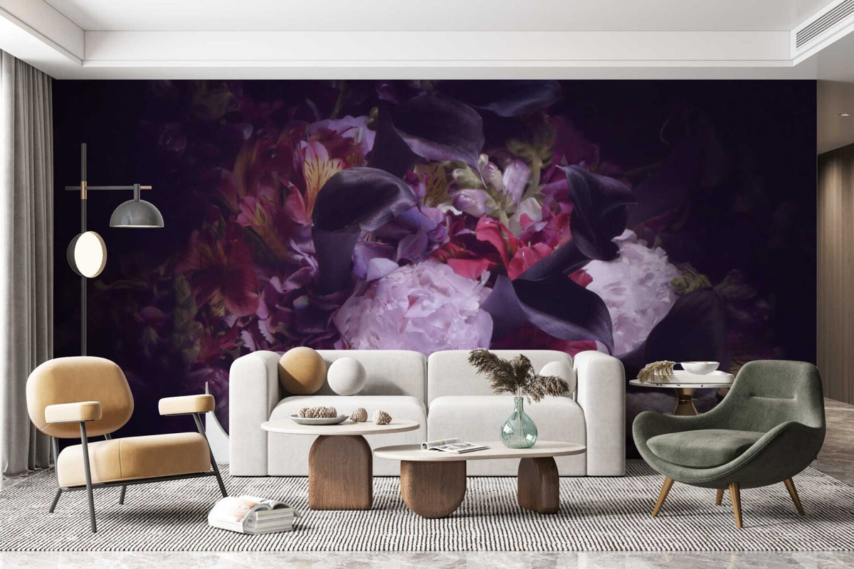 Lilac Peony Wallpaper : Oversized Purple Bloom Mural - View 3