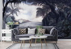Lakeside Jungle Wallpaper : Vintage Scenic Lake Mural - View 4