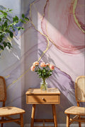 Pink Lilac Marble Wallpaper : Gold Edge Ink Mural