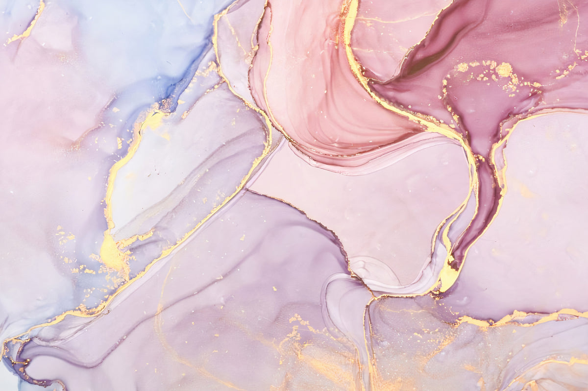 Pink Lilac Marble Wallpaper : Gold Edge Ink Mural - flat design