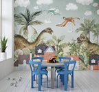Dinosaur Jungle Wallpaper : Friendly Dinosaurs and Ferns Kids Mural - View 4