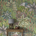 Green Jungle Plant Wallpaper : Dense Tropical Foliage Pattern Mural