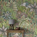 Green Jungle Plant Wallpaper : Dense Tropical Foliage Pattern Mural