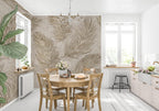 Beige Feather Wallpaper : Soft Golden Plumes Mural - View 3