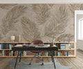 Beige Feather Wallpaper : Soft Golden Plumes Mural
