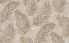 Beige Feather Wallpaper : Soft Golden Plumes Mural - flat design