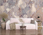 Geometric Marble Wallpaper : Mauve Stone with Hexagons Mural - View 3