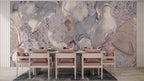 Geometric Marble Wallpaper : Mauve Stone with Hexagons Mural - View 4
