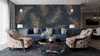 Colorful Feather Wallpaper : Gradient Plumes on Charcoal Mural - View 3