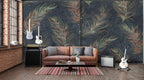 Colorful Feather Wallpaper : Gradient Plumes on Charcoal Mural - View 4