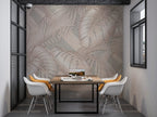 Beige Monstera Wallpaper : Embossed Leaf Effect Mural - View 3