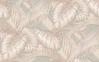 Beige Monstera Wallpaper : Embossed Leaf Effect Mural - flat design