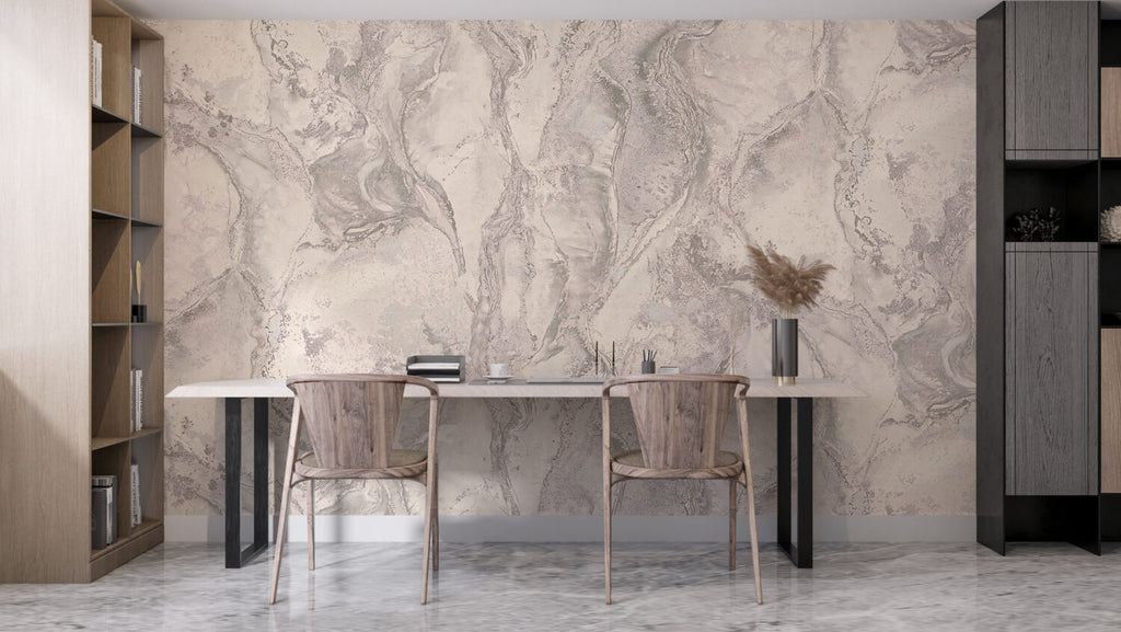 Beige Marble Wallpaper : Soft Cream Stone Mural - View 2