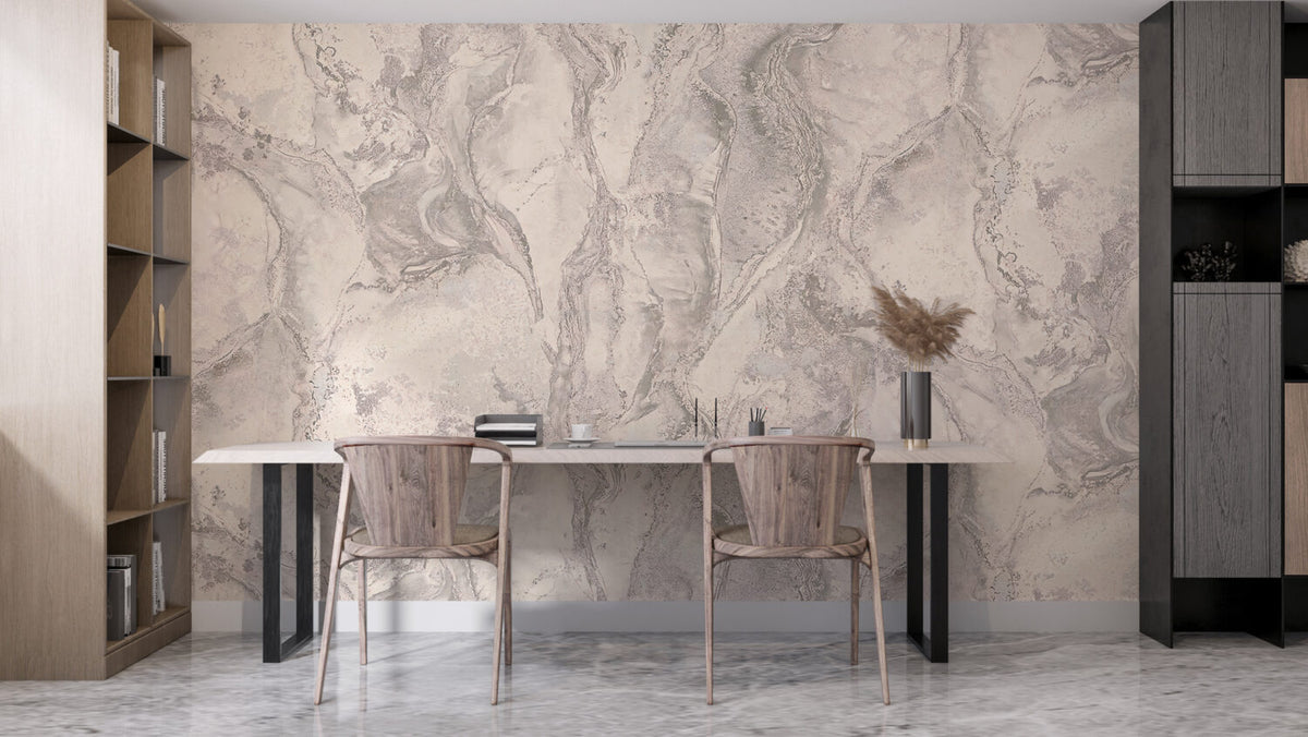Beige Marble Wallpaper : Soft Cream Stone Mural - View 2