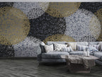 Lace Web Wallpaper : Abstract Gold and Silver Circles Mural - View 2