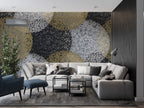 Lace Web Wallpaper : Abstract Gold and Silver Circles Mural - View 3
