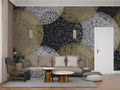 Lace Web Wallpaper : Abstract Gold and Silver Circles Mural