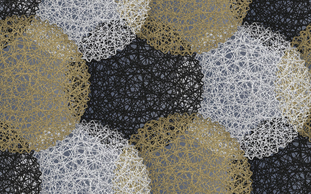 Lace Web Wallpaper : Abstract Gold and Silver Circles Mural - flat design