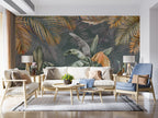 Orange and Green Banana Tree Wallpaper : Tropical Leaves Mural - View 3