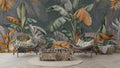 Orange and Green Banana Tree Wallpaper : Tropical Leaves Mural