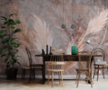 Blush Pampas Leaves Wallpaper : Distressed Beige Plaster Mural