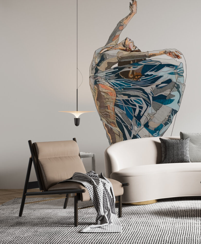 Ballerina Wallpaper : Abstract Dancer Art Mural - View 4
