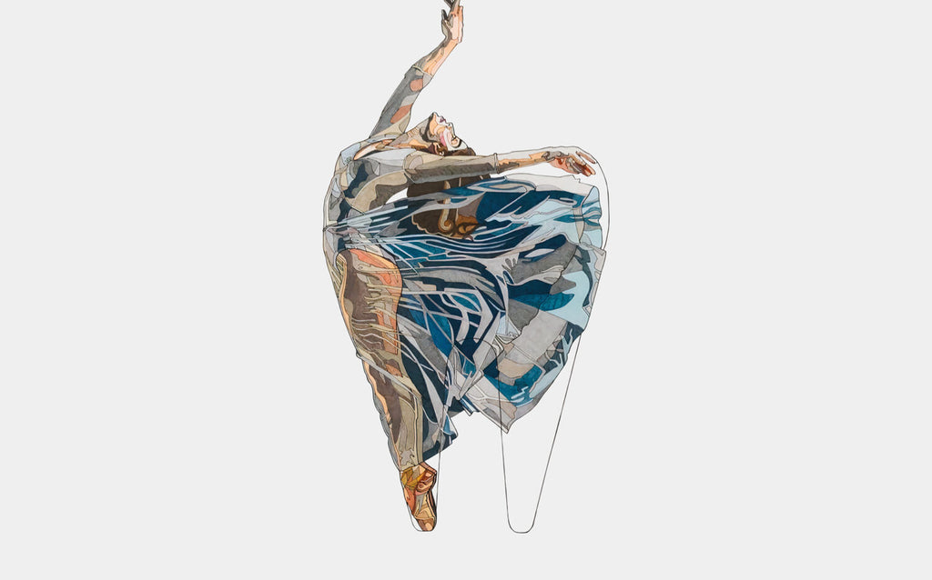 Ballerina Wallpaper : Abstract Dancer Art Mural - flat design