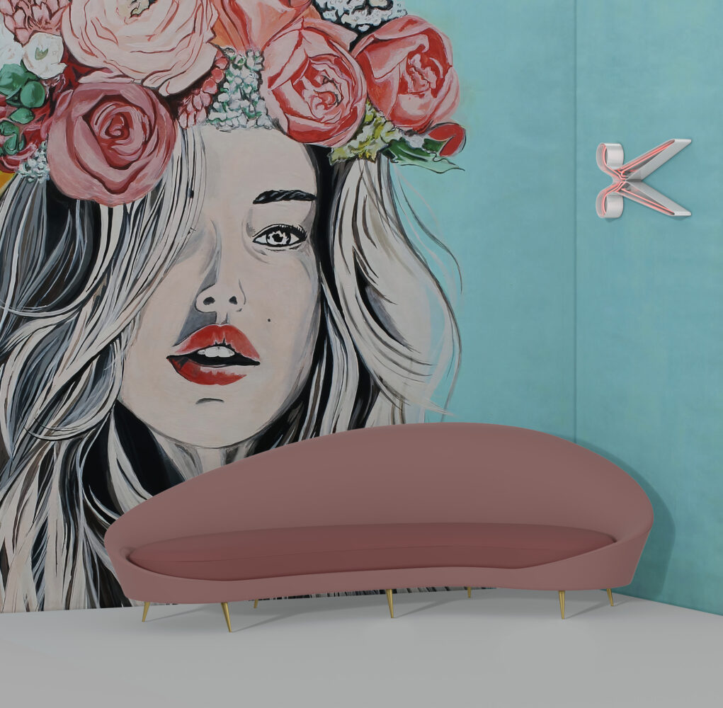 Flower Crown Girl Wallpaper : Pop Art Portrait Mural - View 4