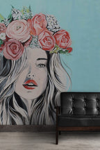 Flower Crown Girl Wallpaper : Pop Art Portrait Mural