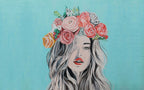 Flower Crown Girl Wallpaper : Pop Art Portrait Mural - flat design