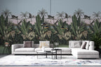 Jungle Tiger Wallpaper : Tropical Leaves Wildlife Mural - View 4