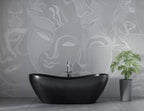 Grey Silhouette Face Wallpaper : Line Art Woman Portrait Mural