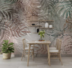 Orchid Shadow Leaves Wallpaper : Concrete Line Palm Mural - View 4