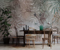 Orchid Shadow Leaves Wallpaper : Concrete Line Palm Mural