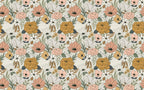 Retro Daisy Wallpaper : Peach and Mustard Flower Pattern Mural - flat design
