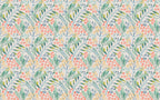 Botanical Garden Wallpaper : Soft Coral and Teal Floral Pattern Mural - flat design