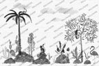 Monochrome Animal Sketch Wallpaper : Kids Jungle Drawing Mural - flat design