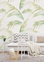 Green Bamboo Leaves Wallpaper : Fresh Palm Frond Pattern - View 2