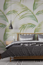 Green Bamboo Leaves Wallpaper : Fresh Palm Frond Pattern