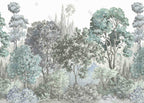 Sage Woodland Wallpaper : Soft Green Tree Canopy Mural - View 2